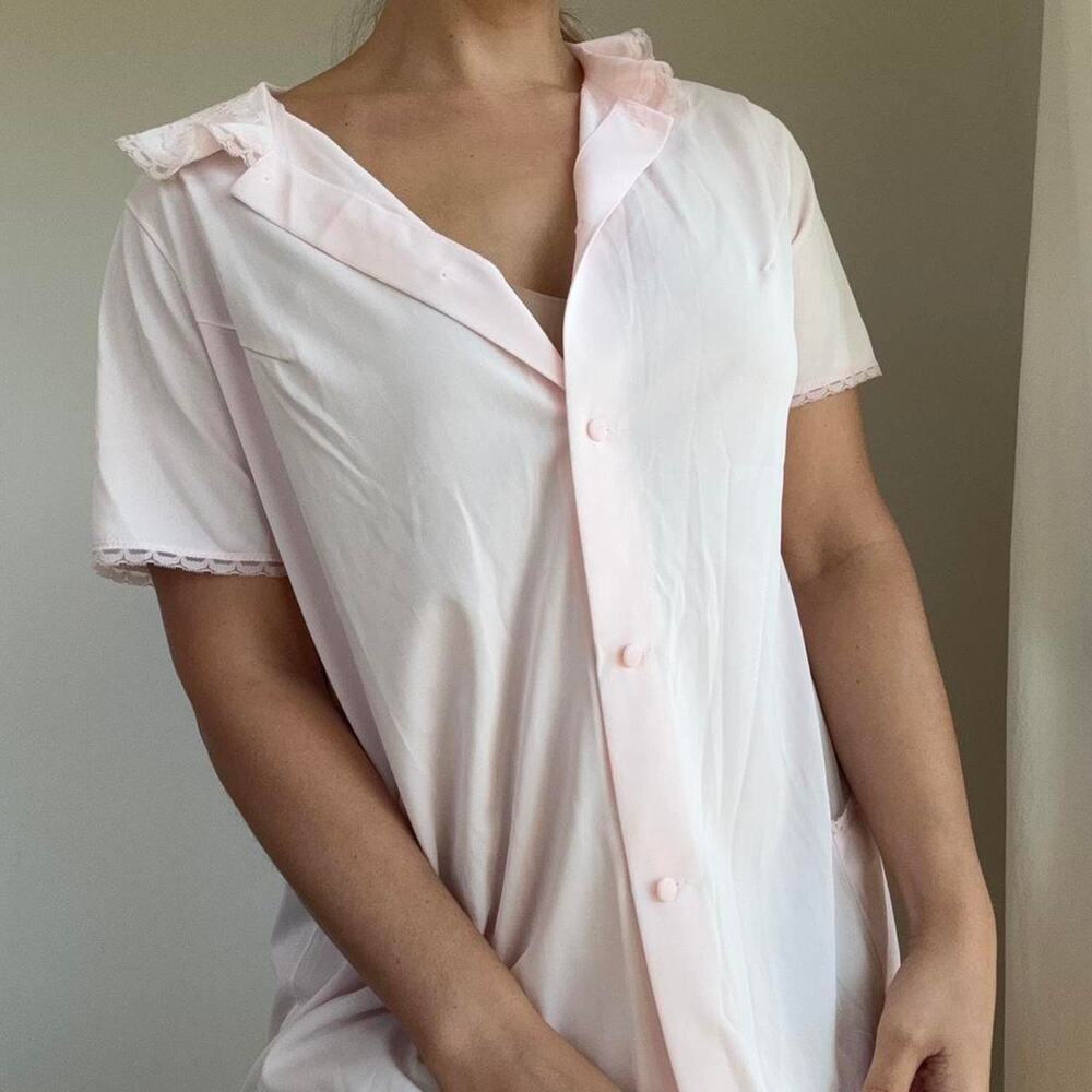 Vintage shadowline pink lace trim